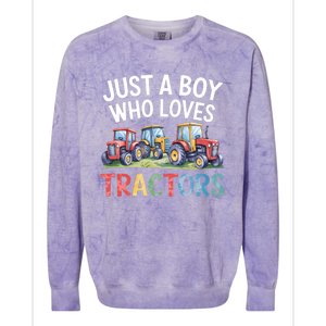 Farm Just A Who Loves Tractors Farmer Cute Gift Colorblast Crewneck Sweatshirt