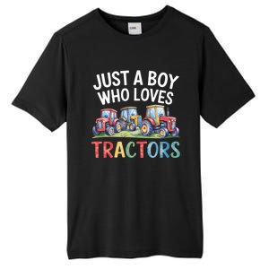 Farm Just A Who Loves Tractors Farmer Cute Gift Tall Fusion ChromaSoft Performance T-Shirt