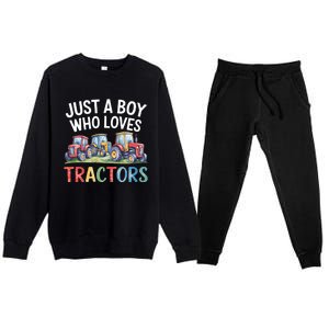 Farm Just A Who Loves Tractors Farmer Cute Gift Premium Crewneck Sweatsuit Set