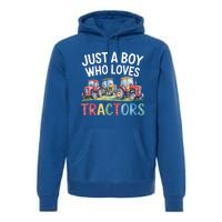 Farm Just A Who Loves Tractors Farmer Cute Gift Premium Hoodie