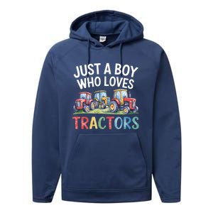 Farm Just A Who Loves Tractors Farmer Cute Gift Performance Fleece Hoodie