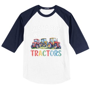 Farm Just A Who Loves Tractors Farmer Cute Gift Baseball Sleeve Shirt