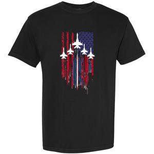 Fighter Jet Airplane American Flag Patriotic Garment-Dyed Heavyweight T-Shirt