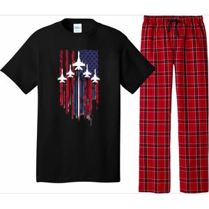 Fighter Jet Airplane American Flag Patriotic Pajama Set