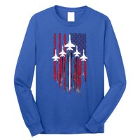 Fighter Jet Airplane American Flag Patriotic Long Sleeve Shirt