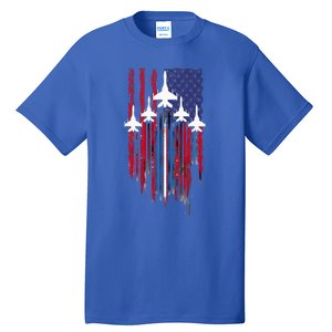 Fighter Jet Airplane American Flag Patriotic Tall T-Shirt