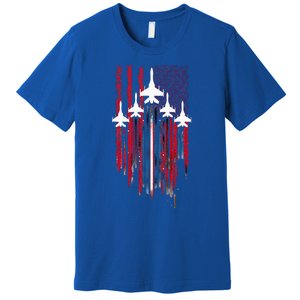 Fighter Jet Airplane American Flag Patriotic Premium T-Shirt