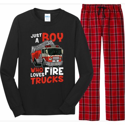 Firefighter Just A Who Loves Fire Trucks Long Sleeve Pajama Set