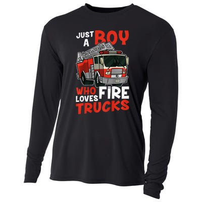 Firefighter Just A Who Loves Fire Trucks Cooling Performance Long Sleeve Crew