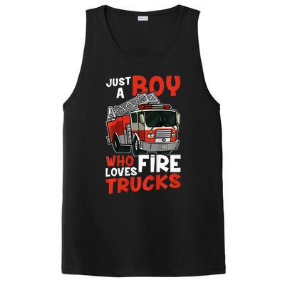 Firefighter Just A Who Loves Fire Trucks PosiCharge Competitor Tank