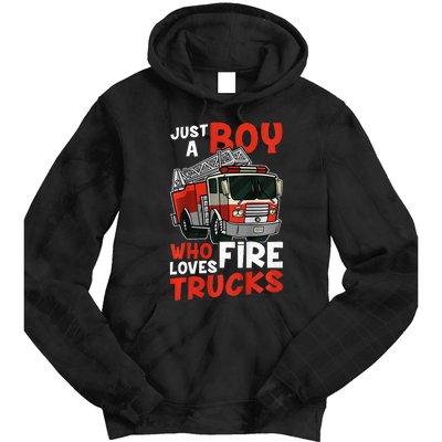 Firefighter Just A Who Loves Fire Trucks Tie Dye Hoodie