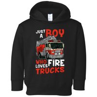 Firefighter Just A Who Loves Fire Trucks Toddler Hoodie