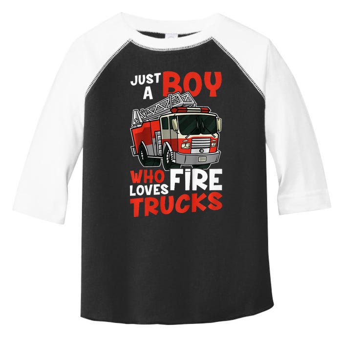 Firefighter Just A Who Loves Fire Trucks Toddler Fine Jersey T-Shirt