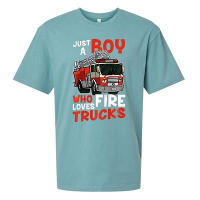 Firefighter Just A Who Loves Fire Trucks Sueded Cloud Jersey T-Shirt