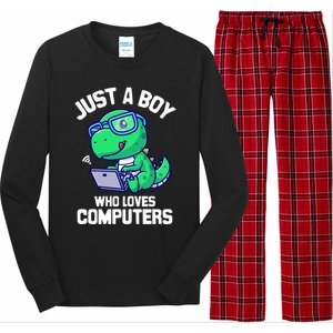 Funny Just A Who Loves  Computers Gaming Gift Long Sleeve Pajama Set