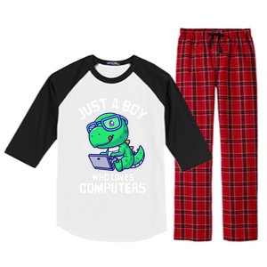 Funny Just A Who Loves  Computers Gaming Gift Raglan Sleeve Pajama Set