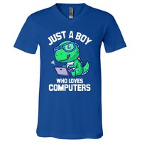 Funny Just A Who Loves  Computers Gaming Gift V-Neck T-Shirt