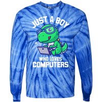 Funny Just A Who Loves  Computers Gaming Gift Tie-Dye Long Sleeve Shirt