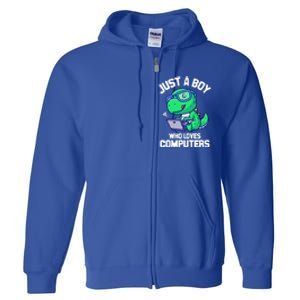 Funny Just A Who Loves  Computers Gaming Gift Full Zip Hoodie