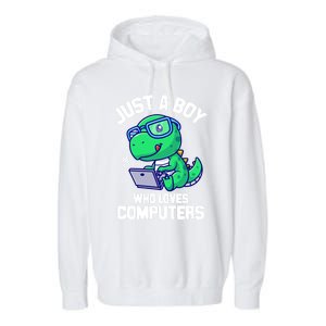 Funny Just A Who Loves  Computers Gaming Gift Garment-Dyed Fleece Hoodie