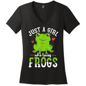 Frog Just A Girl Who Loves Frogs Gift Women's V-Neck T-Shirt