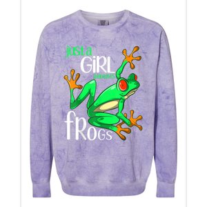 Frog Just A Girl Who Loves Frogs Gift Colorblast Crewneck Sweatshirt