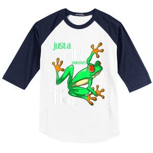 Frog Just A Girl Who Loves Frogs Gift Baseball Sleeve Shirt