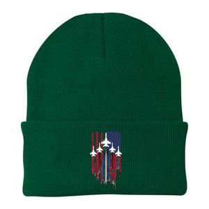 Fighter Jet Airplane American Flag Patriotic Knit Cap Winter Beanie