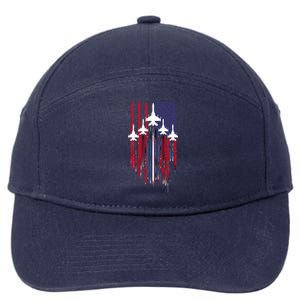 Fighter Jet Airplane American Flag Patriotic 7-Panel Snapback Hat