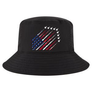 Fighter Jet Airplane USA Flag 4th Of July Patriotic Cool Comfort Performance Bucket Hat