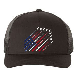 Fighter Jet Airplane USA Flag 4th Of July Patriotic Yupoong Adult 5-Panel Trucker Hat