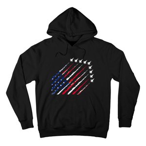 Fighter Jet Airplane USA Flag 4th Of July Patriotic Hoodie