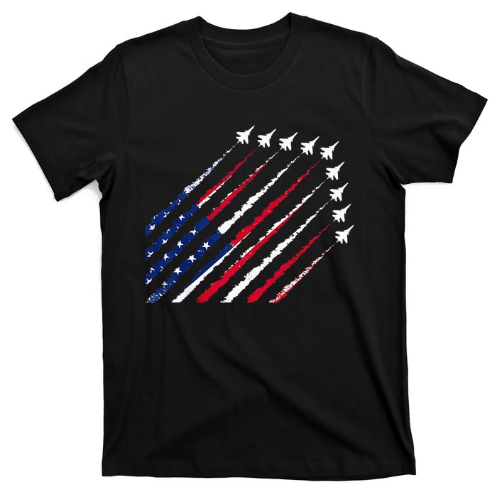 Fighter Jet Airplane USA Flag 4th Of July Patriotic T-Shirt