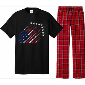 Fighter Jet Airplane USA Flag 4th Of July Patriotic Pajama Set