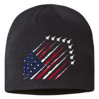 Fighter Jet Airplane USA Flag 4th Of July Patriotic Sustainable Beanie