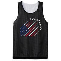 Fighter Jet Airplane USA Flag 4th Of July Patriotic Mesh Reversible Basketball Jersey Tank