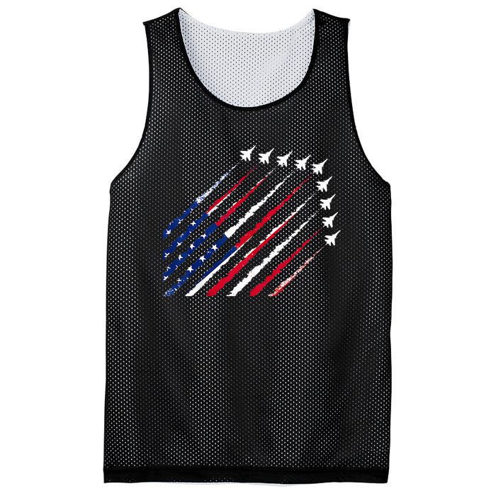 Fighter Jet Airplane USA Flag 4th Of July Patriotic Mesh Reversible Basketball Jersey Tank