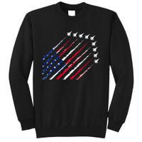 Fighter Jet Airplane USA Flag 4th Of July Patriotic Tall Sweatshirt