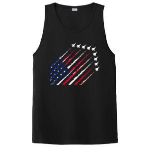 Fighter Jet Airplane USA Flag 4th Of July Patriotic PosiCharge Competitor Tank