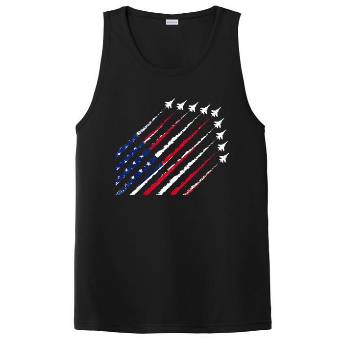 Fighter Jet Airplane USA Flag 4th Of July Patriotic PosiCharge Competitor Tank