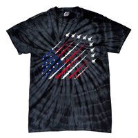 Fighter Jet Airplane USA Flag 4th Of July Patriotic Tie-Dye T-Shirt