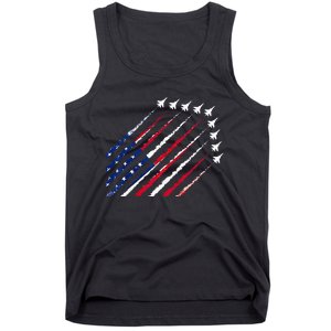 Fighter Jet Airplane USA Flag 4th Of July Patriotic Tank Top