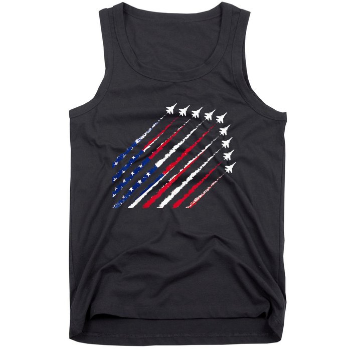 Fighter Jet Airplane USA Flag 4th Of July Patriotic Tank Top