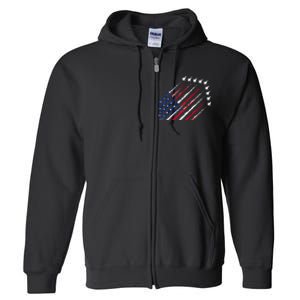 Fighter Jet Airplane USA Flag 4th Of July Patriotic Full Zip Hoodie