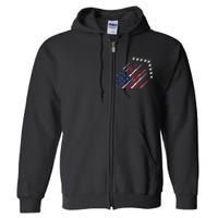 Fighter Jet Airplane USA Flag 4th Of July Patriotic Full Zip Hoodie