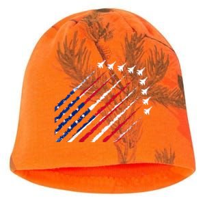 Fighter Jet Airplane USA Flag 4th Of July Patriotic Kati - Camo Knit Beanie