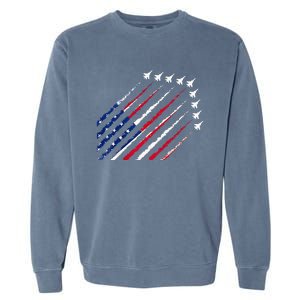 Fighter Jet Airplane USA Flag 4th Of July Patriotic Garment-Dyed Sweatshirt