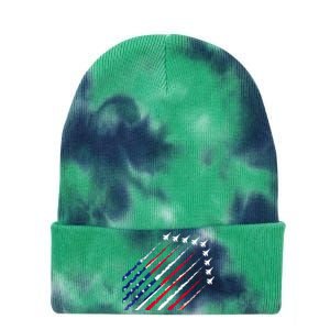 Fighter Jet Airplane USA Flag 4th Of July Patriotic Tie Dye 12in Knit Beanie