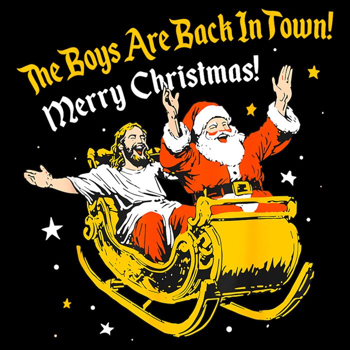 Funny Jesus And Santa Claus The Boy Are Back In A Town Xmas Gift Cooling Performance Crew T-Shirt