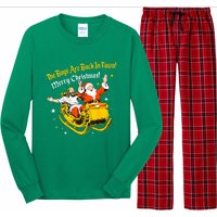 Funny Jesus And Santa Claus The Boy Are Back In A Town Xmas Gift Long Sleeve Pajama Set